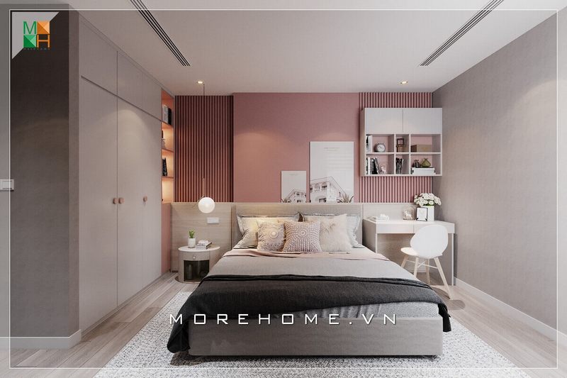 .
Khi có diện tích phòng ngủ hạn chế, bạn có thể sử dụng mẫu thiết kế tủ quần áo kịch trần cánh mở kết hợp với kệ trang trí bằng gỗ công nghiệp để lưu trữ đồ đạc mà không làm mất nhiều không gian.